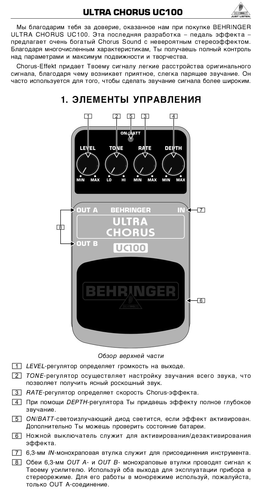 Behringer UC100 User Manual