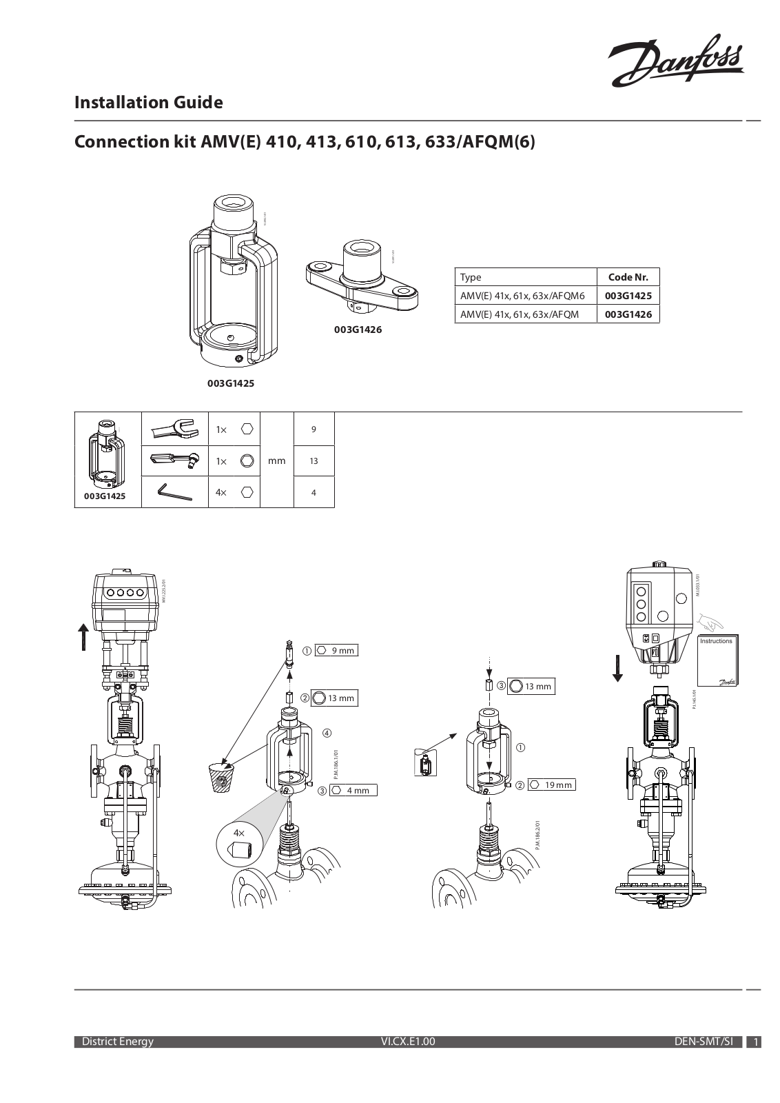 Danfoss AMV(E) 410, AMV(E) 413, AMV(E) 610, AMV(E) 613, AMV(E) 633 Installation guide