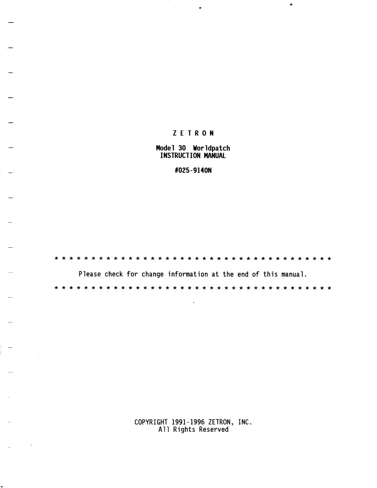 Zetron Model 30 instruction manual