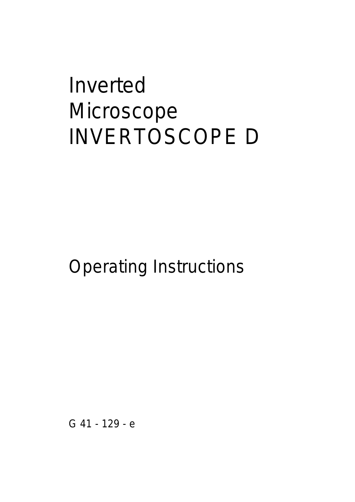 Zeiss INVERTOSCOPE D Operating Manual