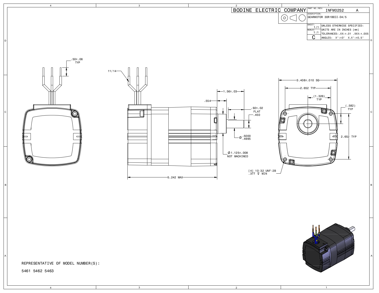 Bodine 5461, 5462, 5463 Reference Drawing