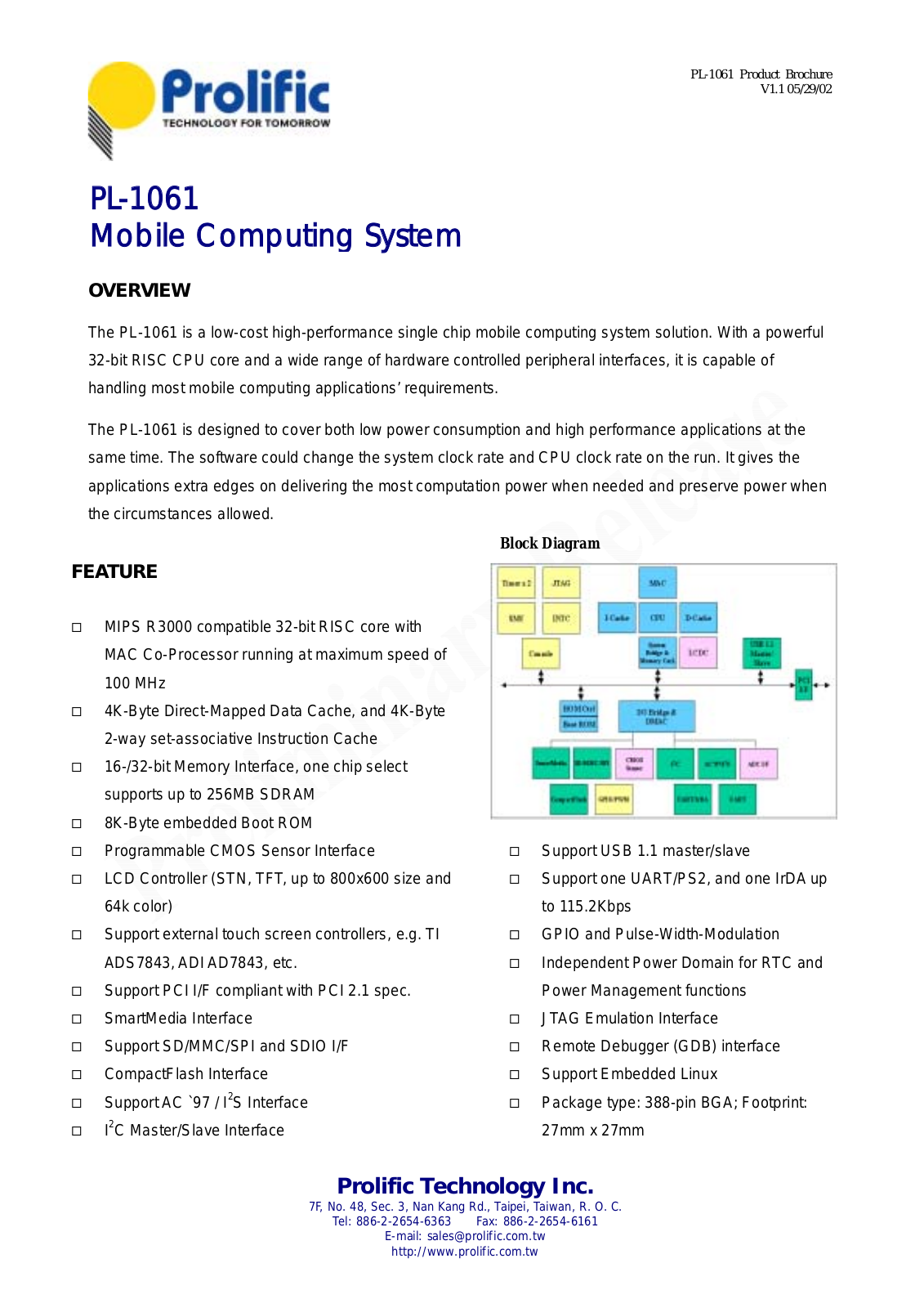 PROLIFIC PL-1061 Datasheet