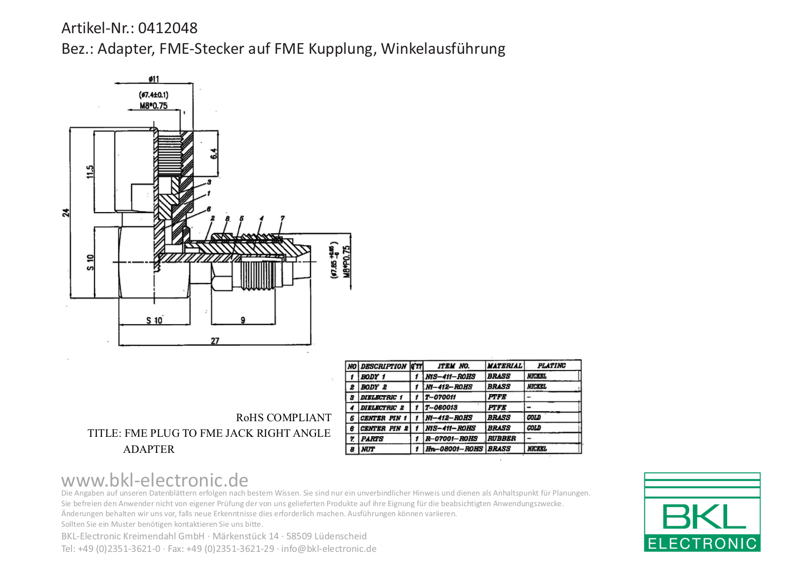 BKL BKL 0412048 Datasheet - ManualMachine.com