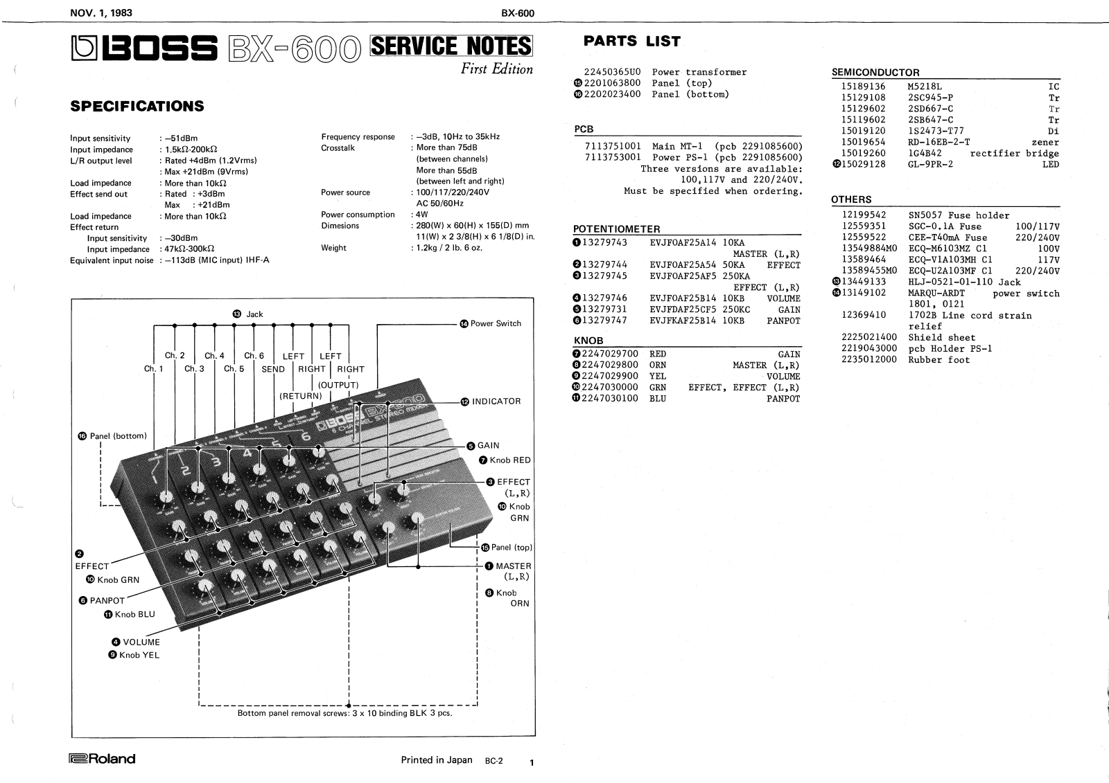 BOSS BX-600 Schematic