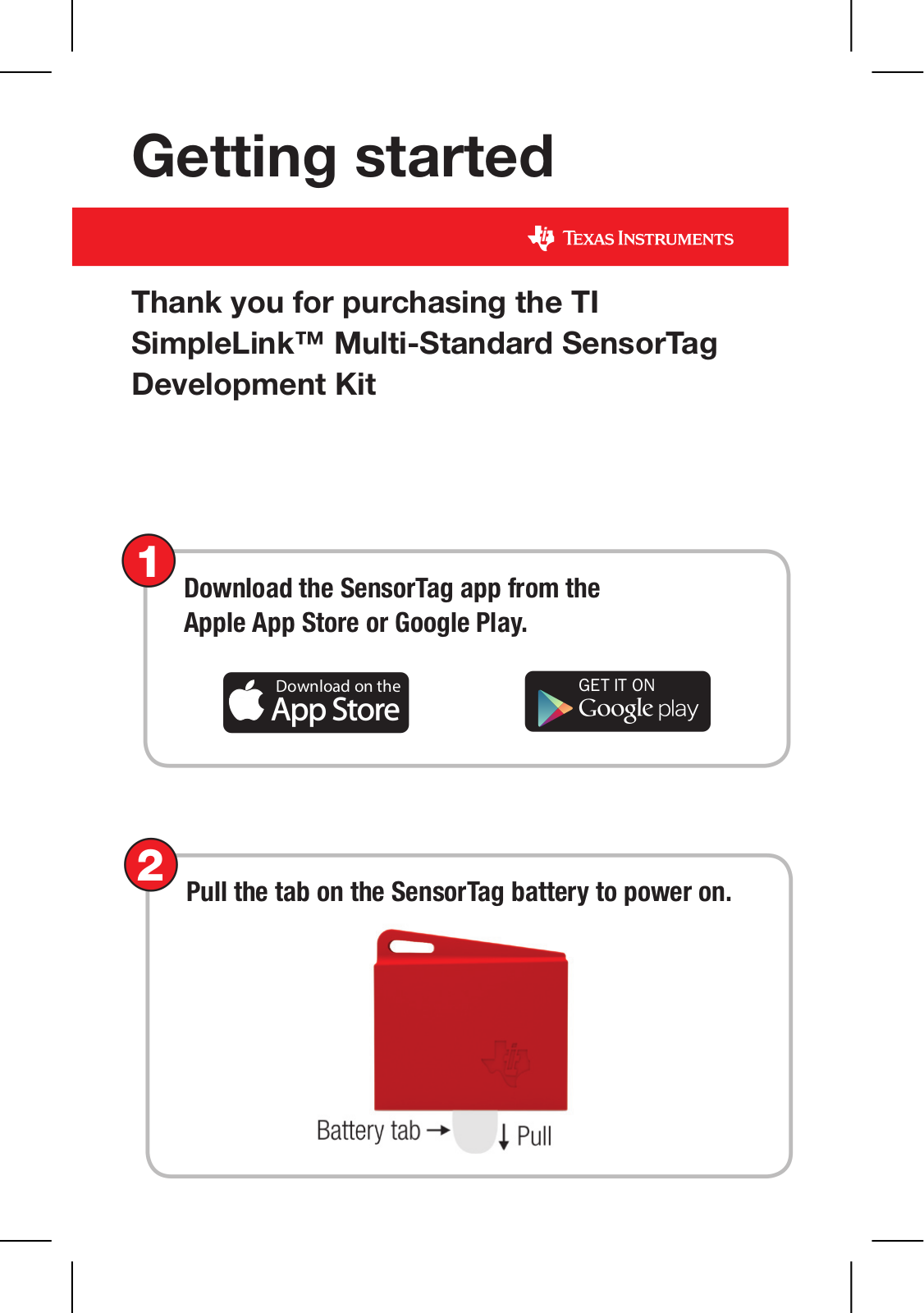 Texas Instruments SimpleLink CC2650 SensorTag Getting Started