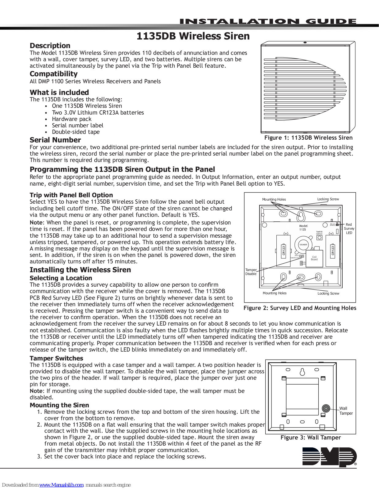 DMP Electronics 1135DB Installation Manual