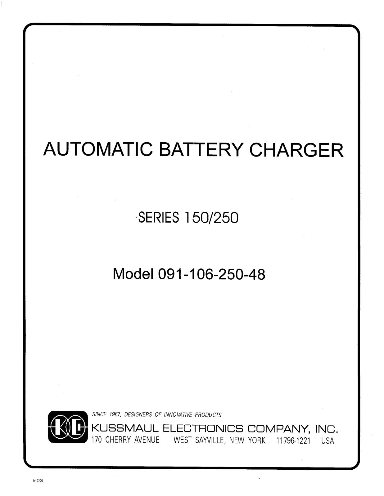 Kussmaul 091-106-250 User Manual