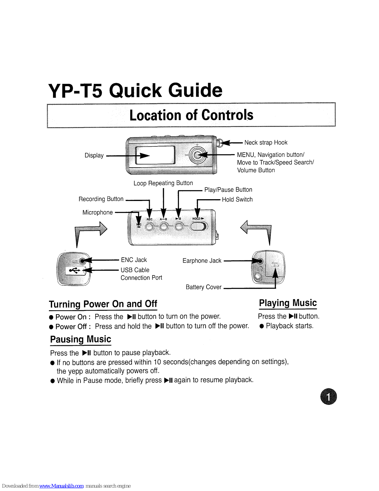 Samsung YP-T5Z, YP-T5 Quick Manual