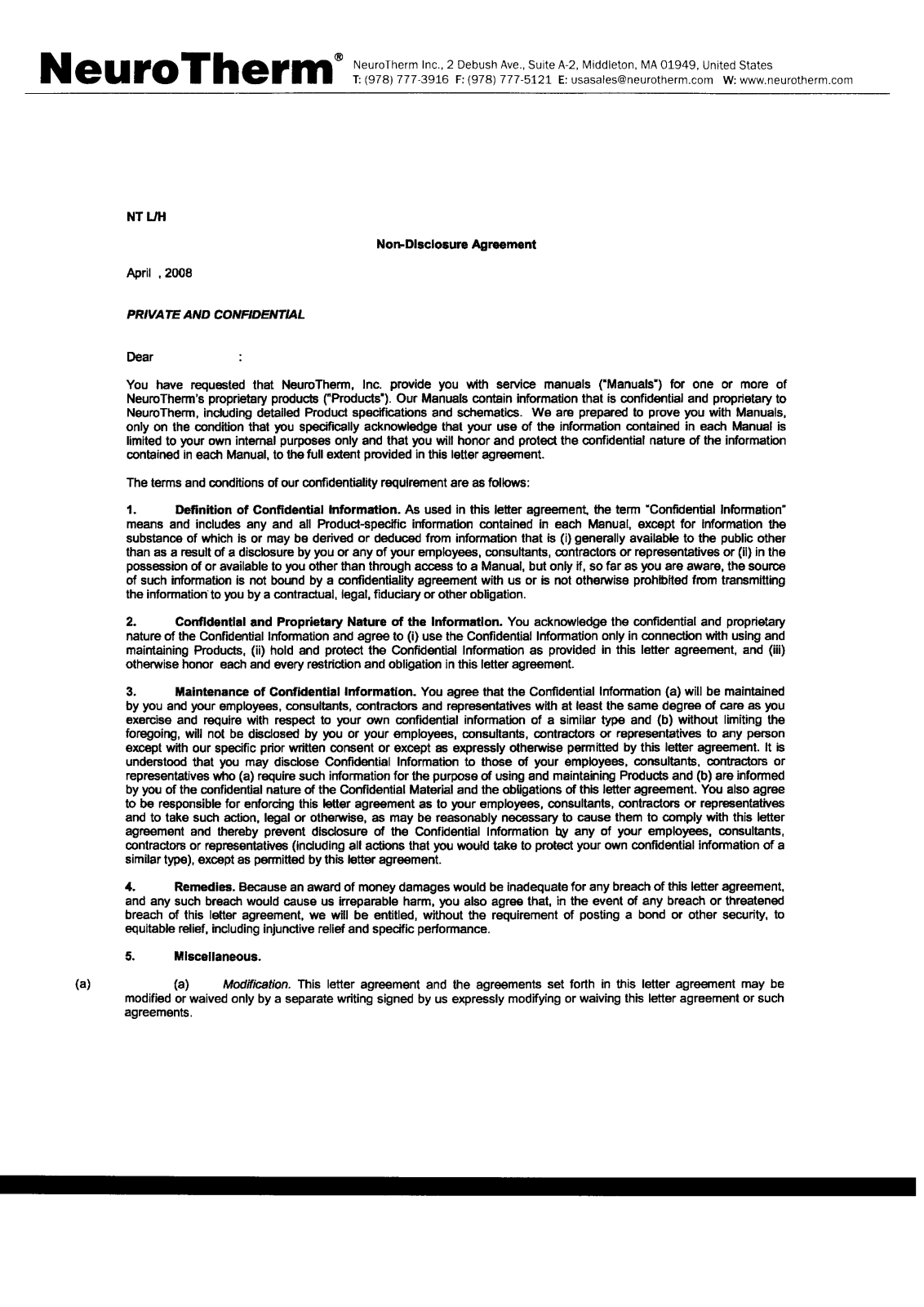 Neurotherm NT-500 Service manual