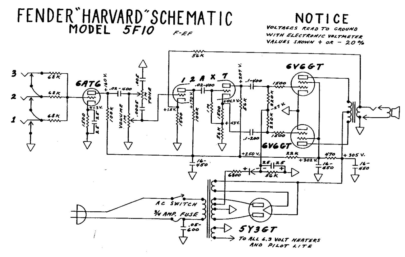 Fender Harvard-5F10 Schematic