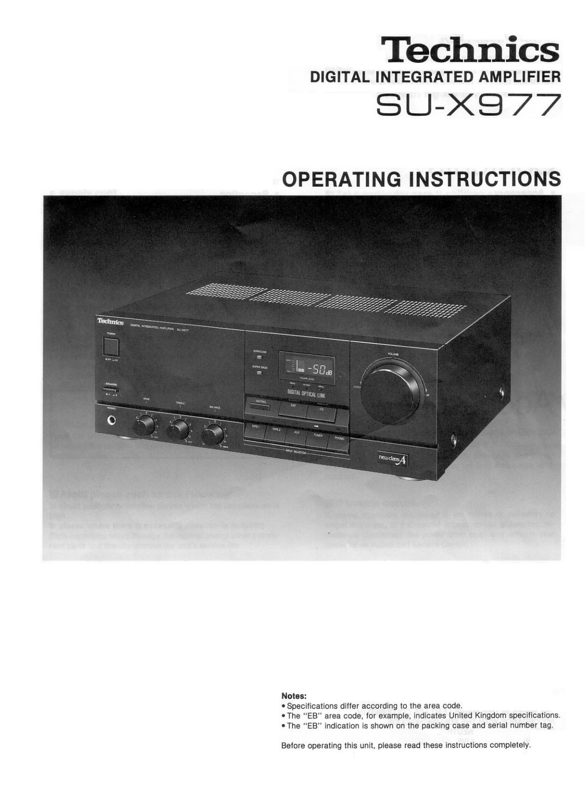 Technics SU-X977 User Manual