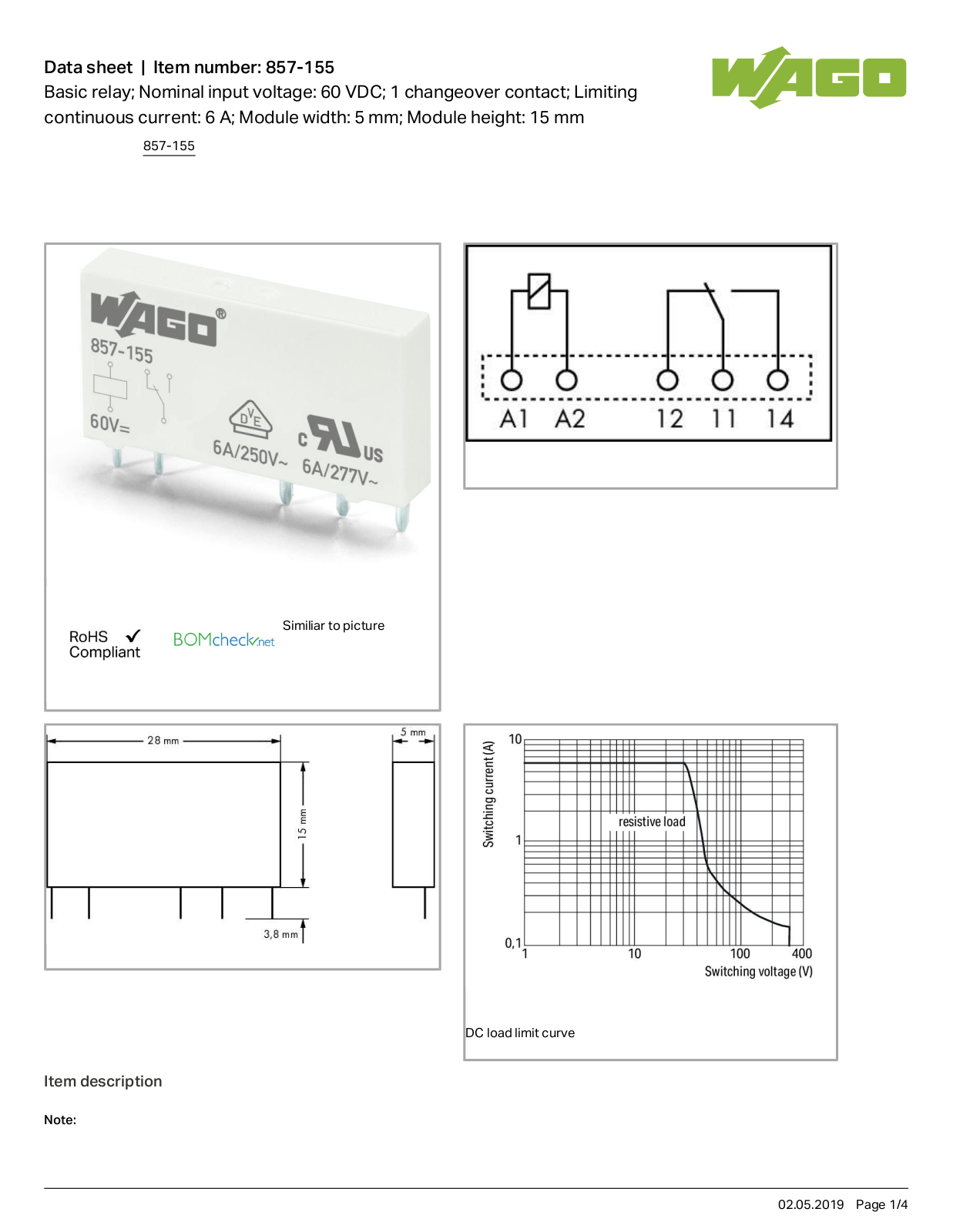 Wago 857-155 Data Sheet