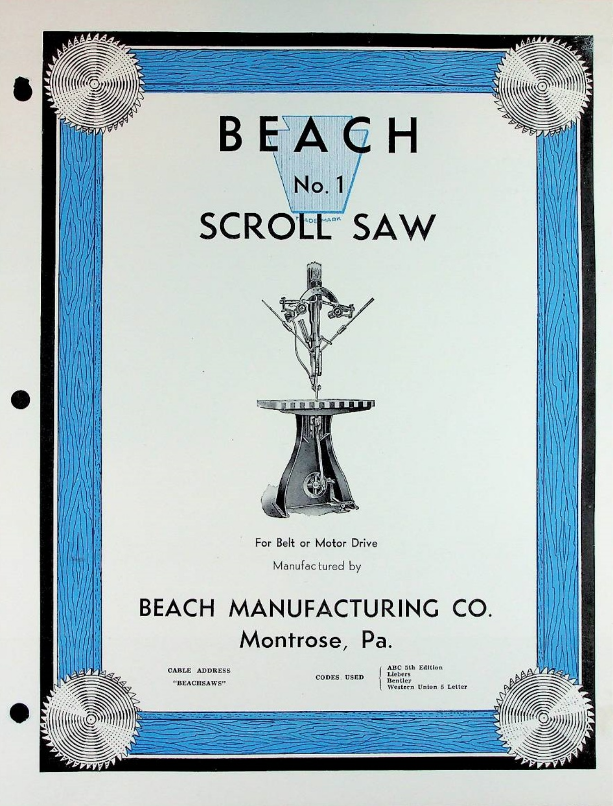 Beach Manufacturing Beach #1 Scroll Saw Scroll/Jig Saws - ManualMachine.com