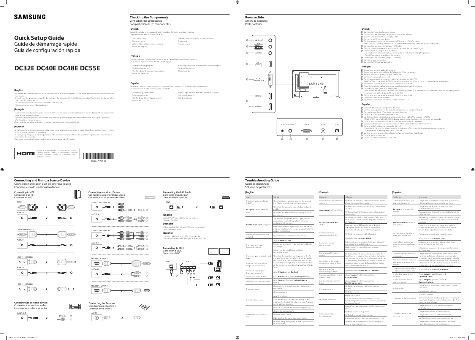 Samsung DC55E, DC48E, DC40E, DC32E User Manual