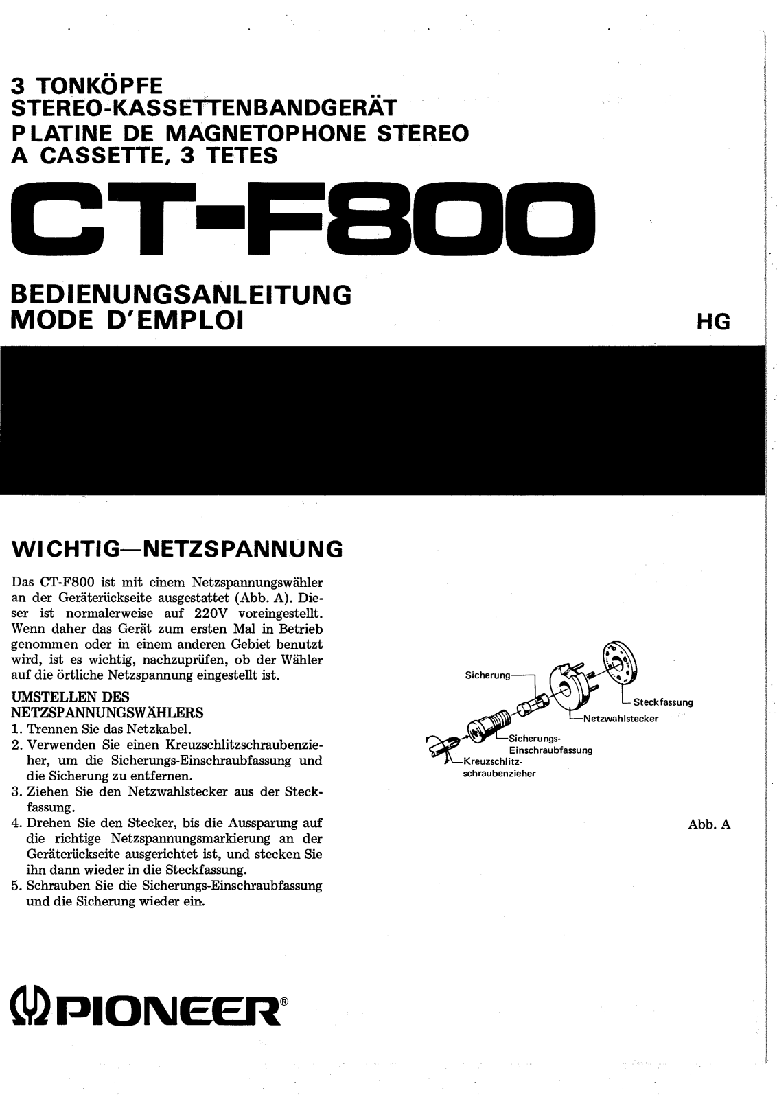 Pioneer CTF-800 Owners manual