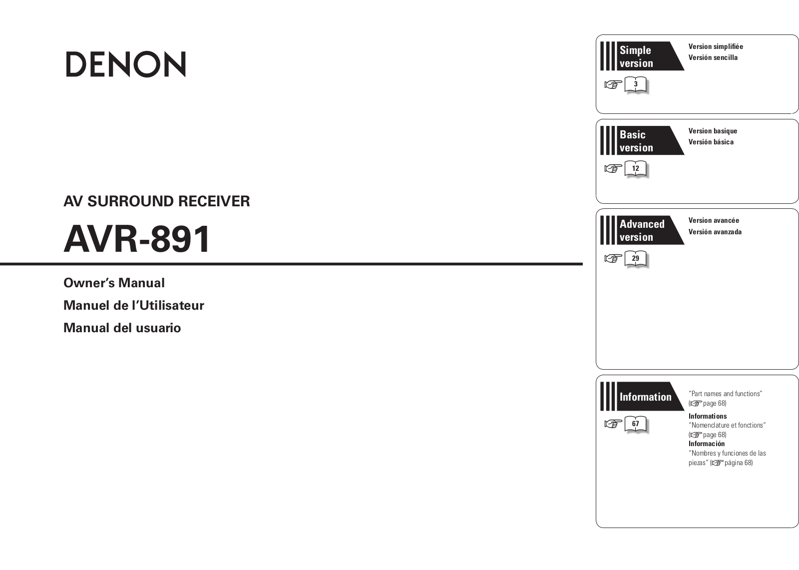 Denon AVR-891 User Manual