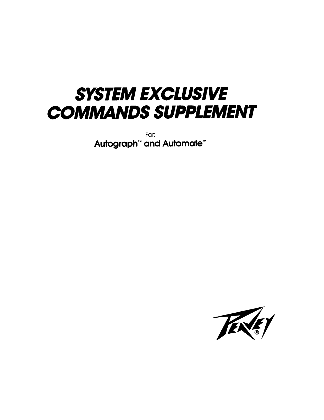 Peavey System Exclusive Commands Supplement User guide - ManualMachine.com
