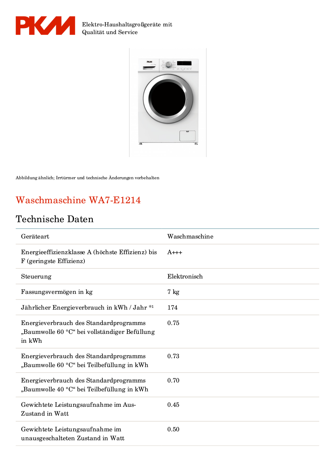 PKM WA7-E1214 User Manual