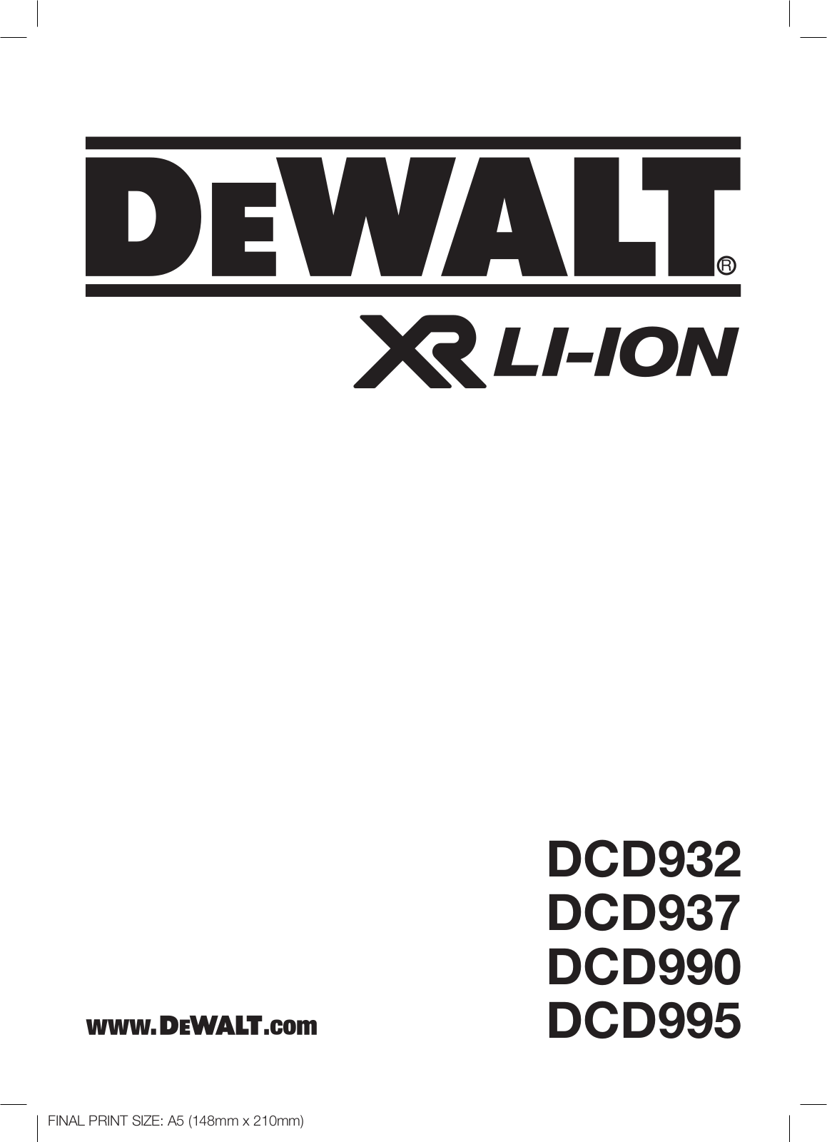 DeWalt DCD995M2 operation manual