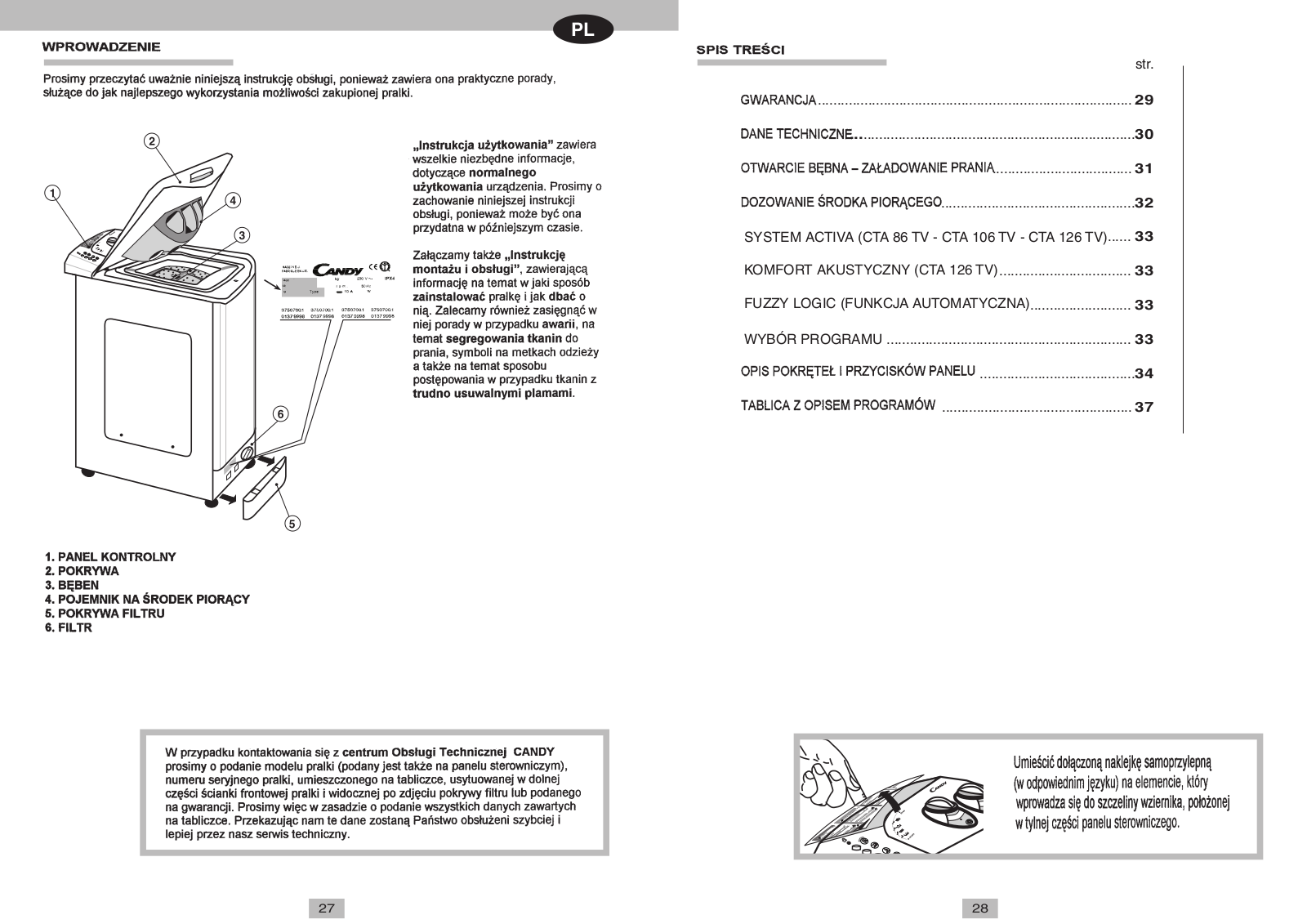 Candy CTA86 TV User Manual