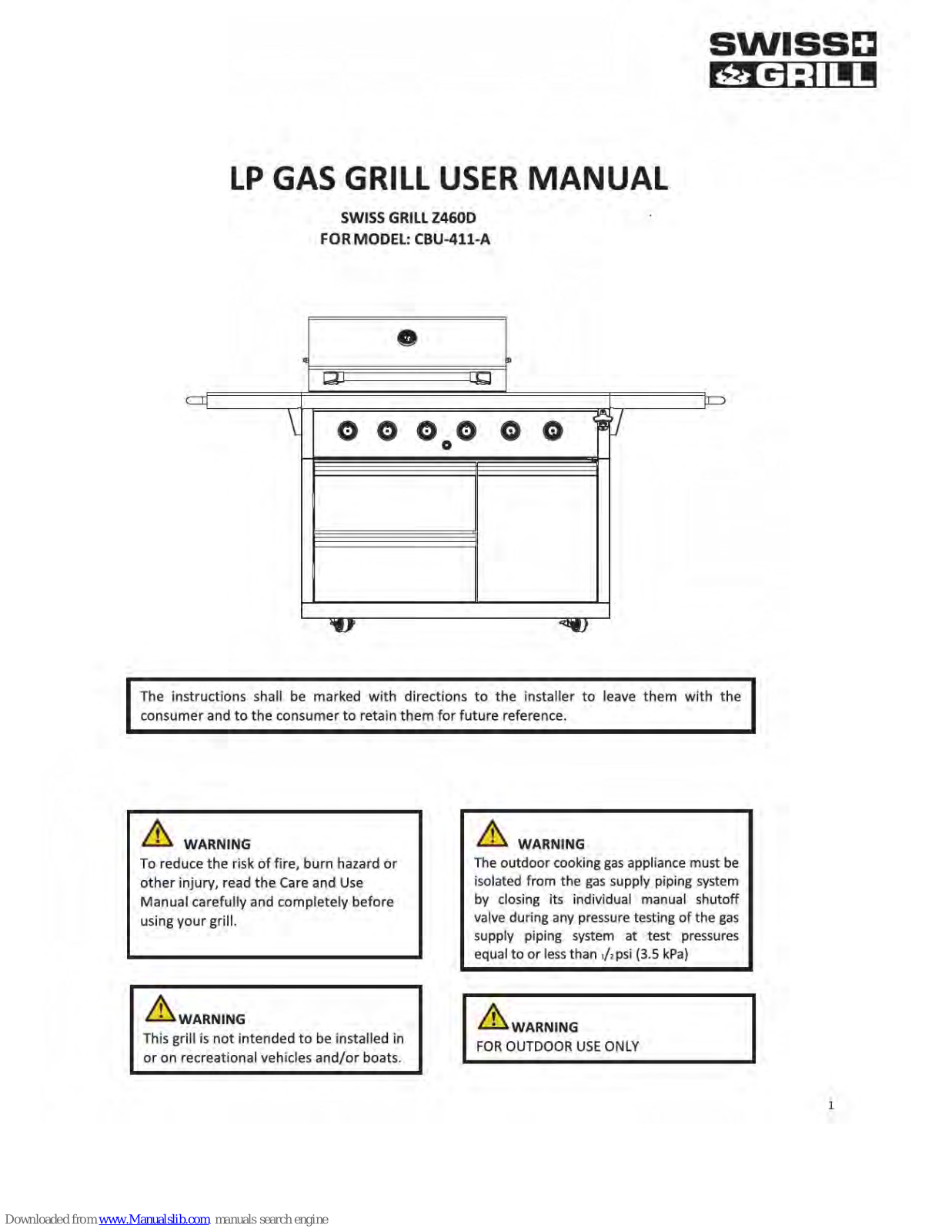 SWISS GRILL Z460D User Manual