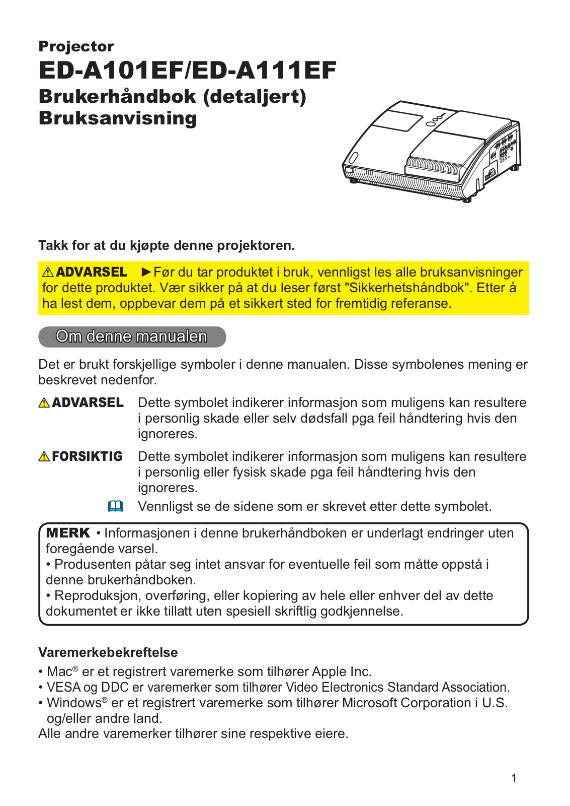 Hitachi ED-A101, ED-A111 User Manual