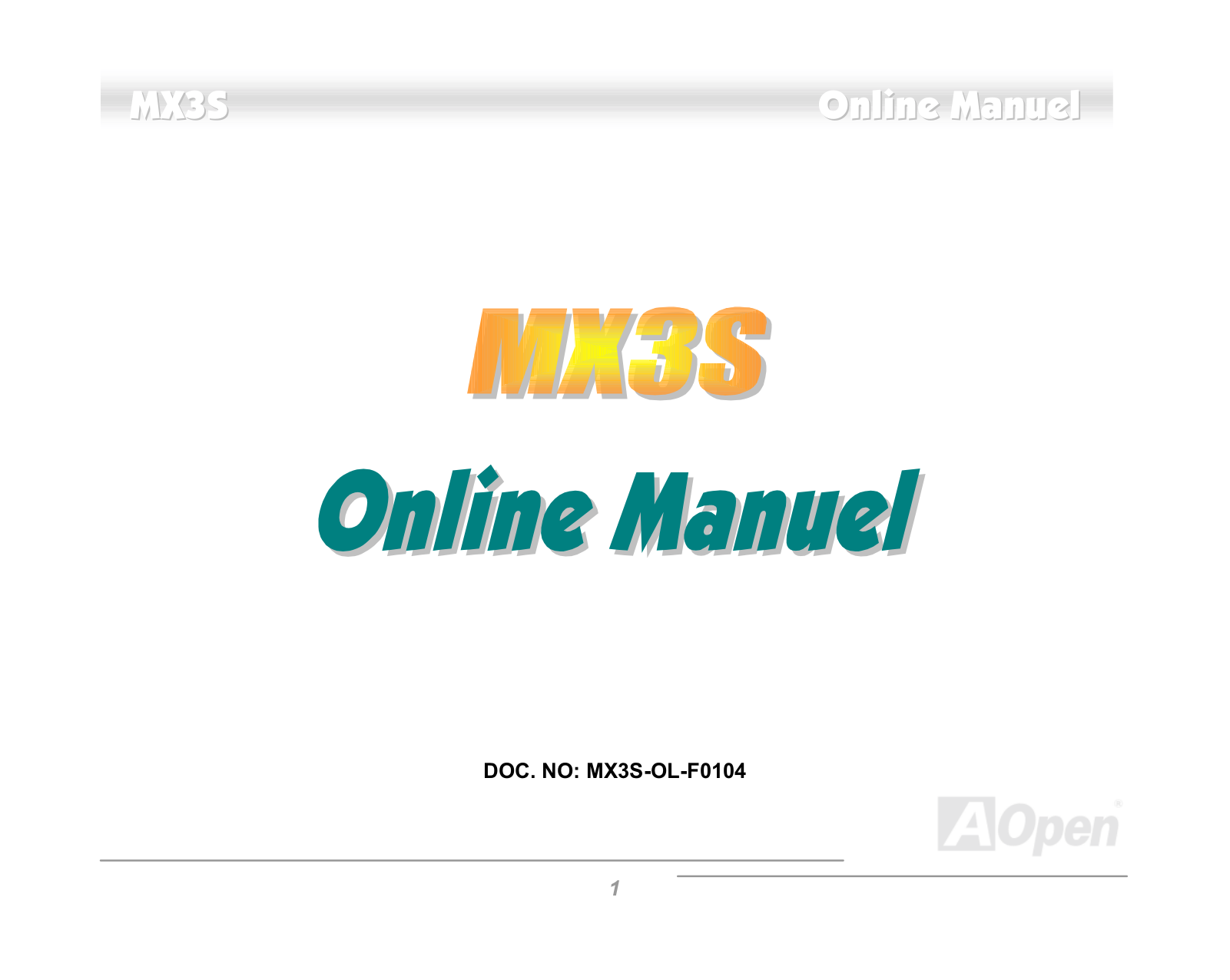 Aopen MX3S User Manual