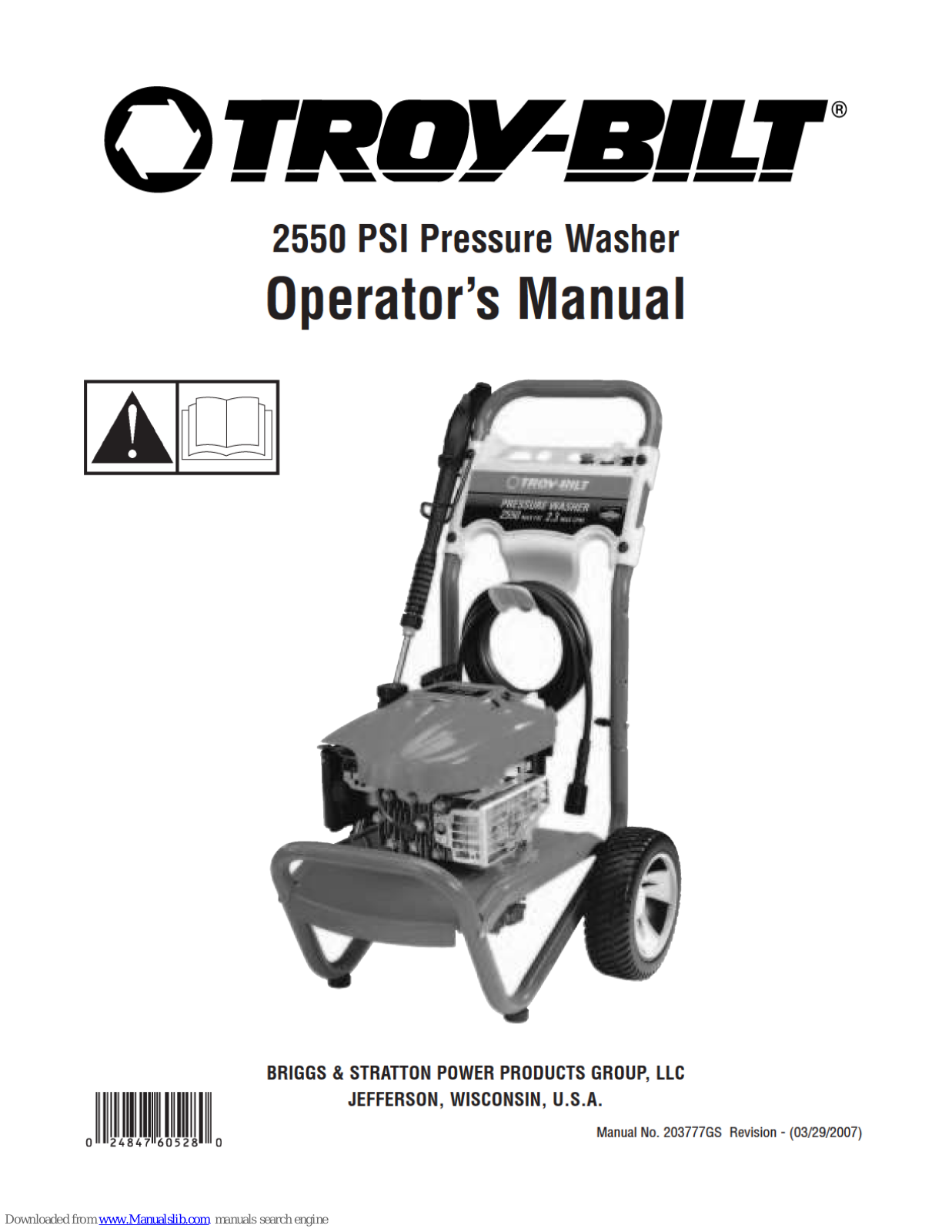 Troy-Bilt 2550 PSI Operator's Manual