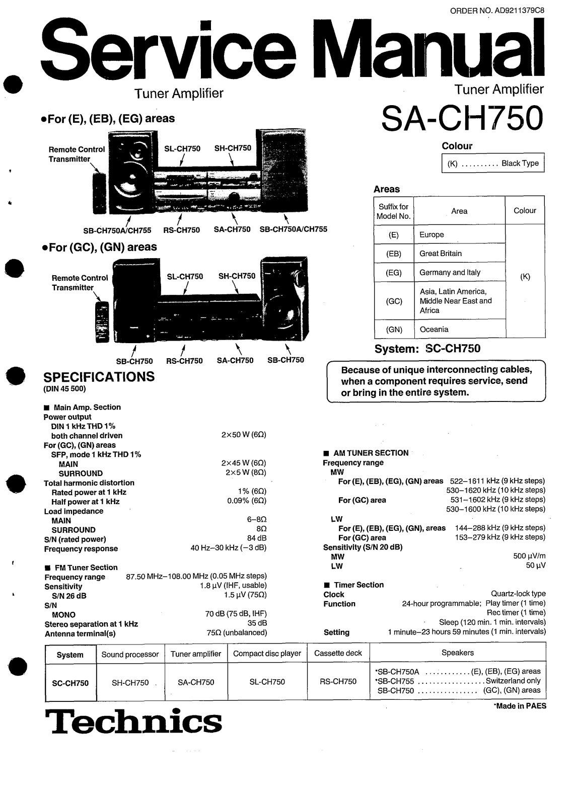 Technics SACH-750 Service manual