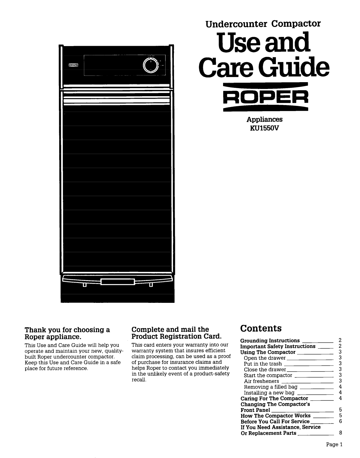 Roper KU155OV User Manual - ManualMachine.com
