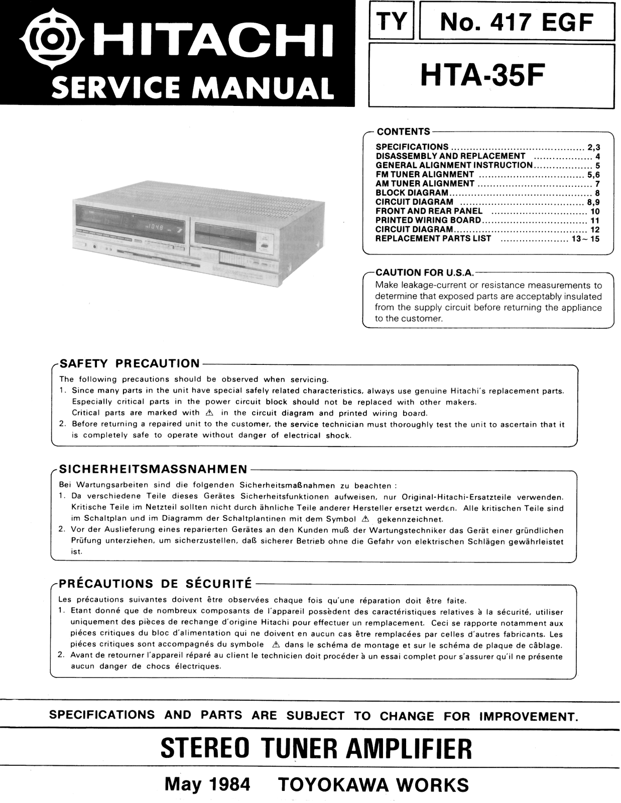 Hitachi HT-A35-F Service Manual