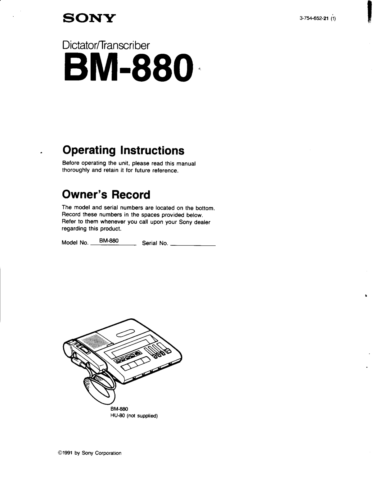 Sony BM-880 User Manual