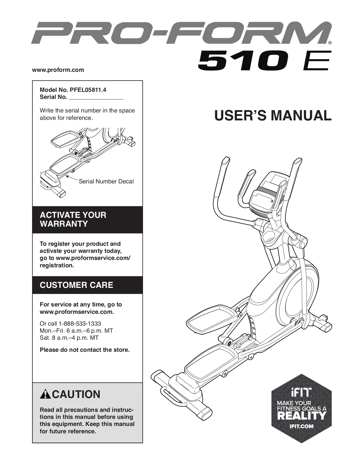 ProForm PFEL058114 User Manual