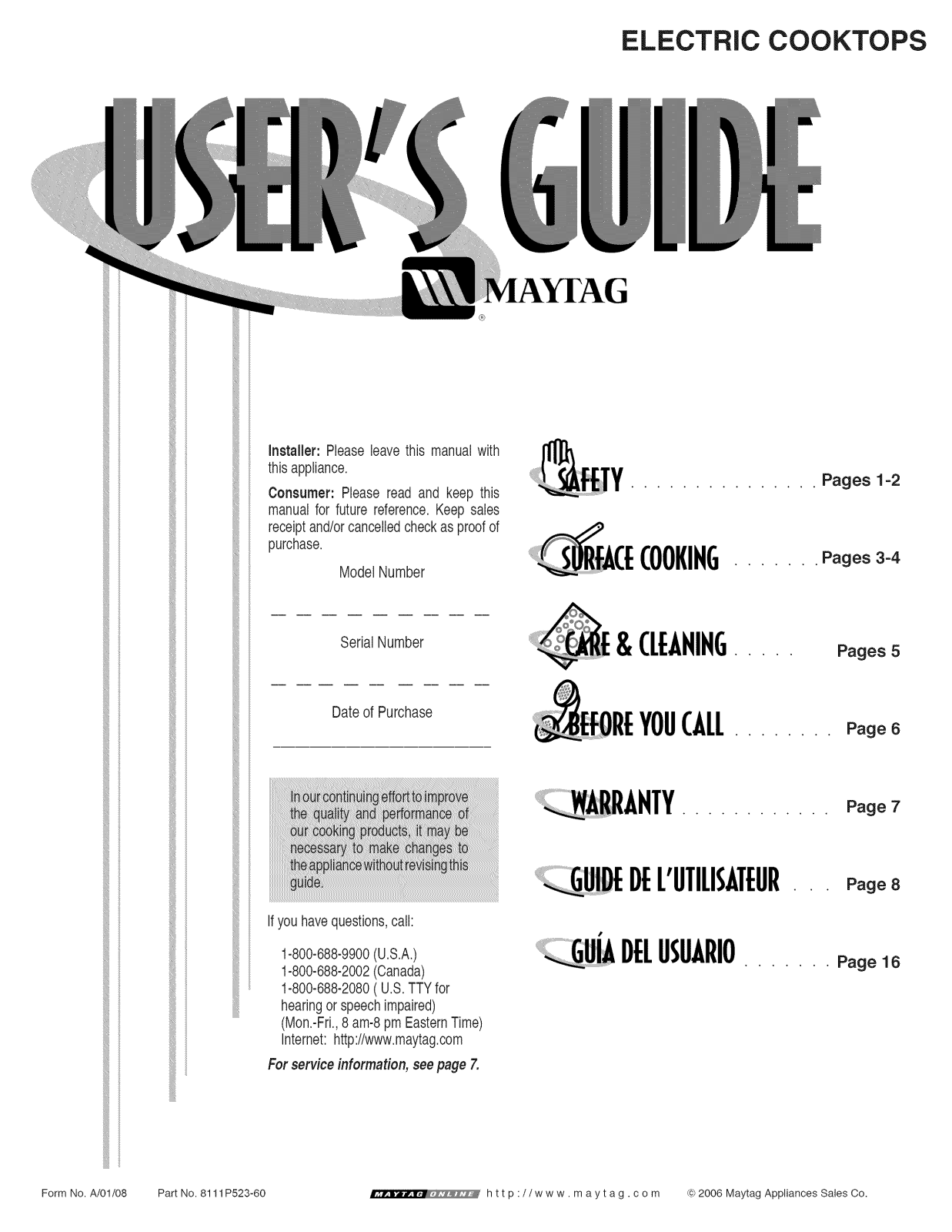 Maytag MEC5536BAW14, MEC5536BAS14, MEC5536BAB14 Owner’s Manual