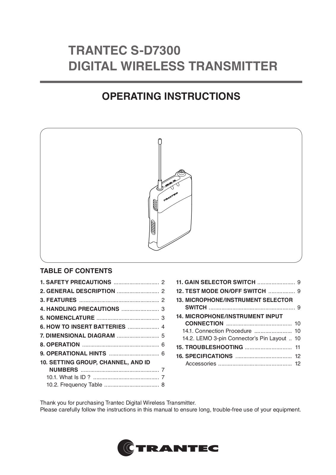 Toa S-D7300 User Manual