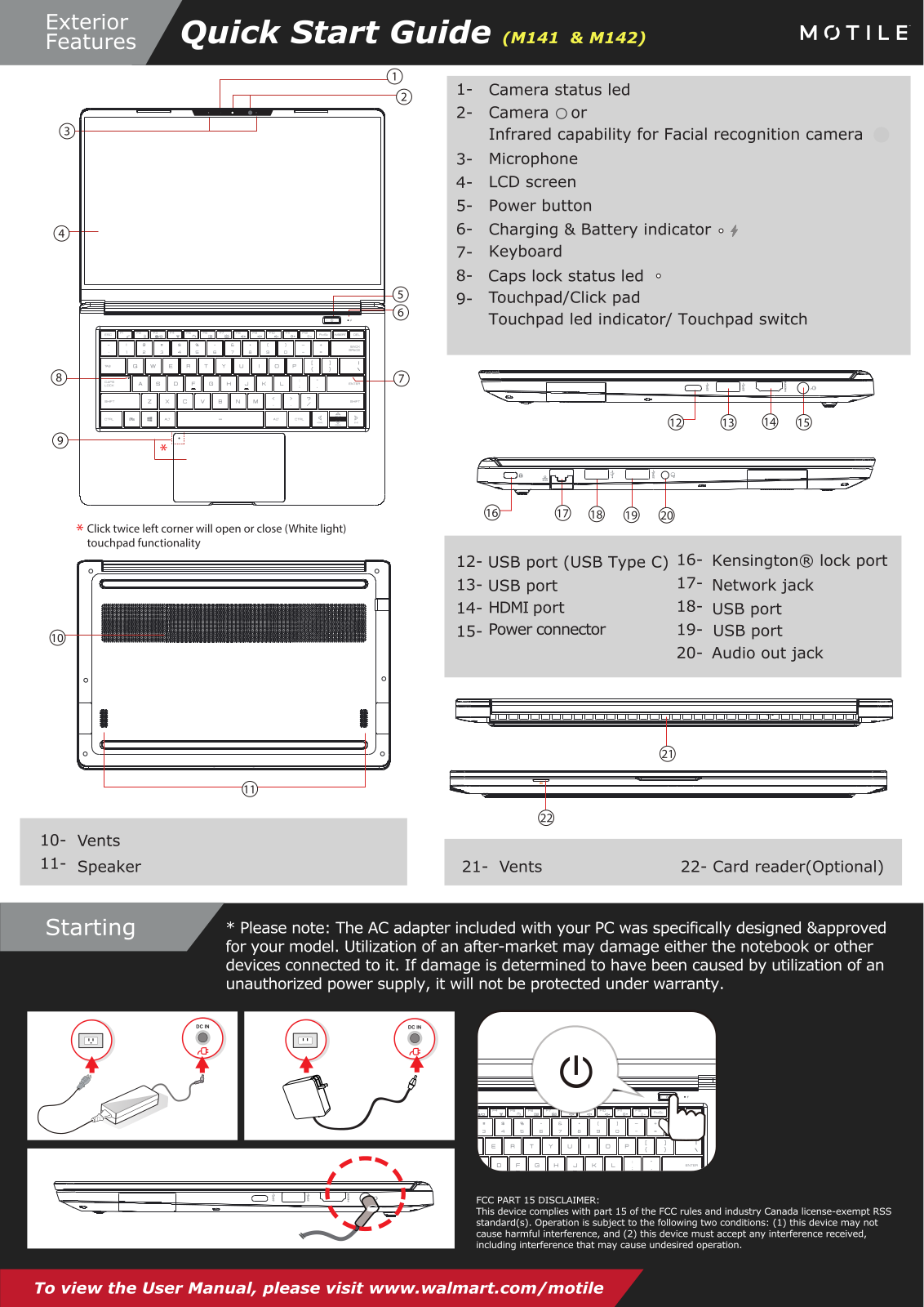 Motile M141, M142 User Manual