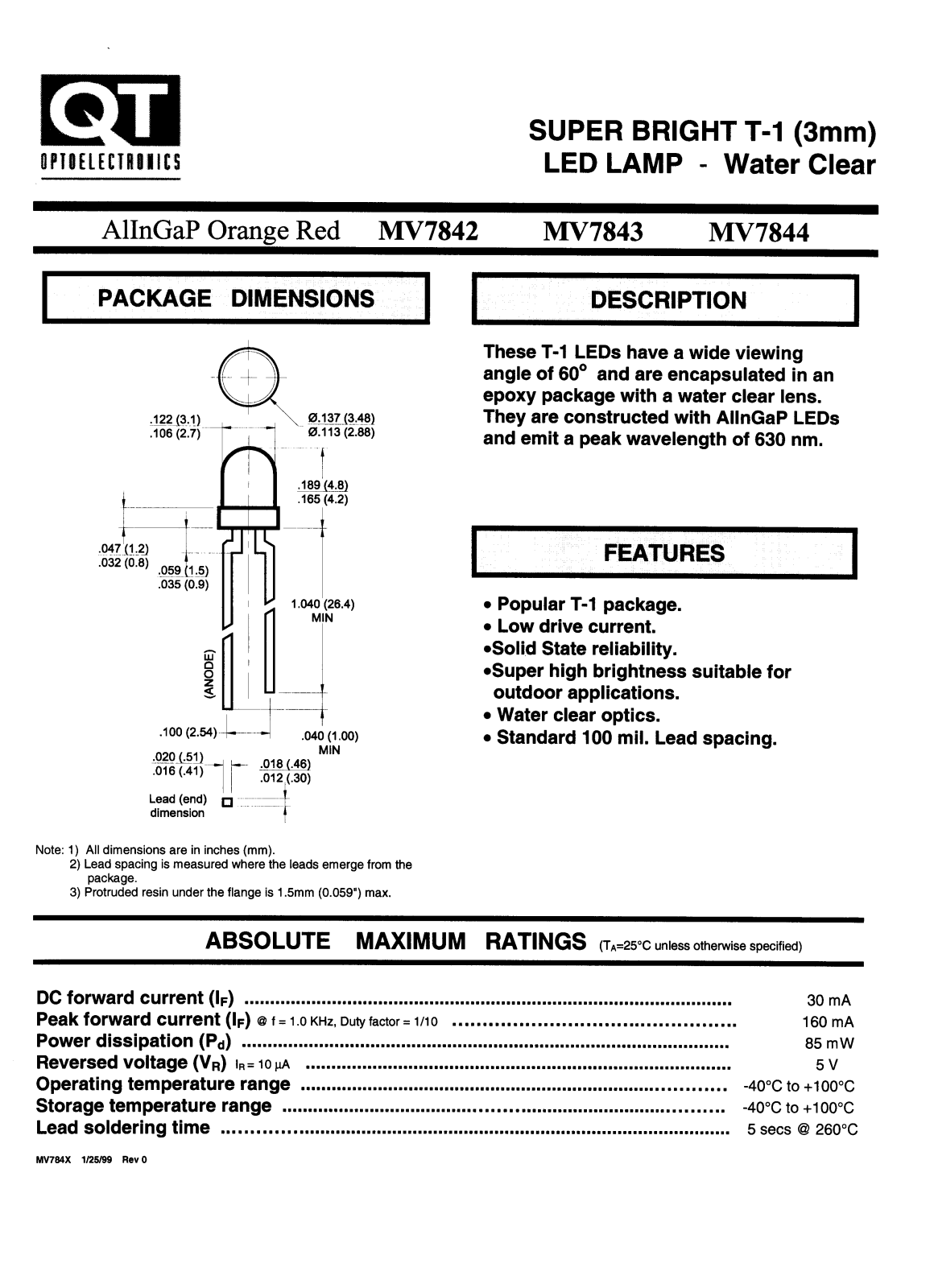 QT MV7844, MV7843, MV7842 Datasheet