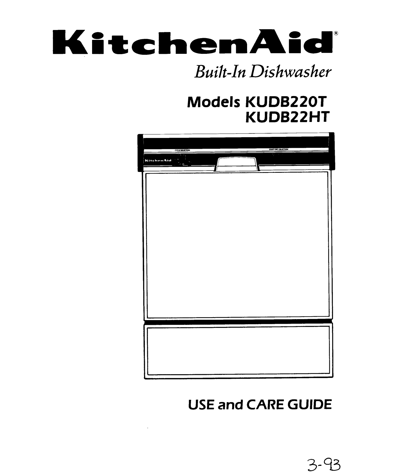 KitchenAid KUDB22HT User Manual