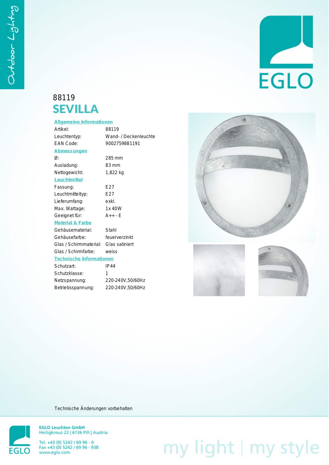 Eglo 88119 Service Manual