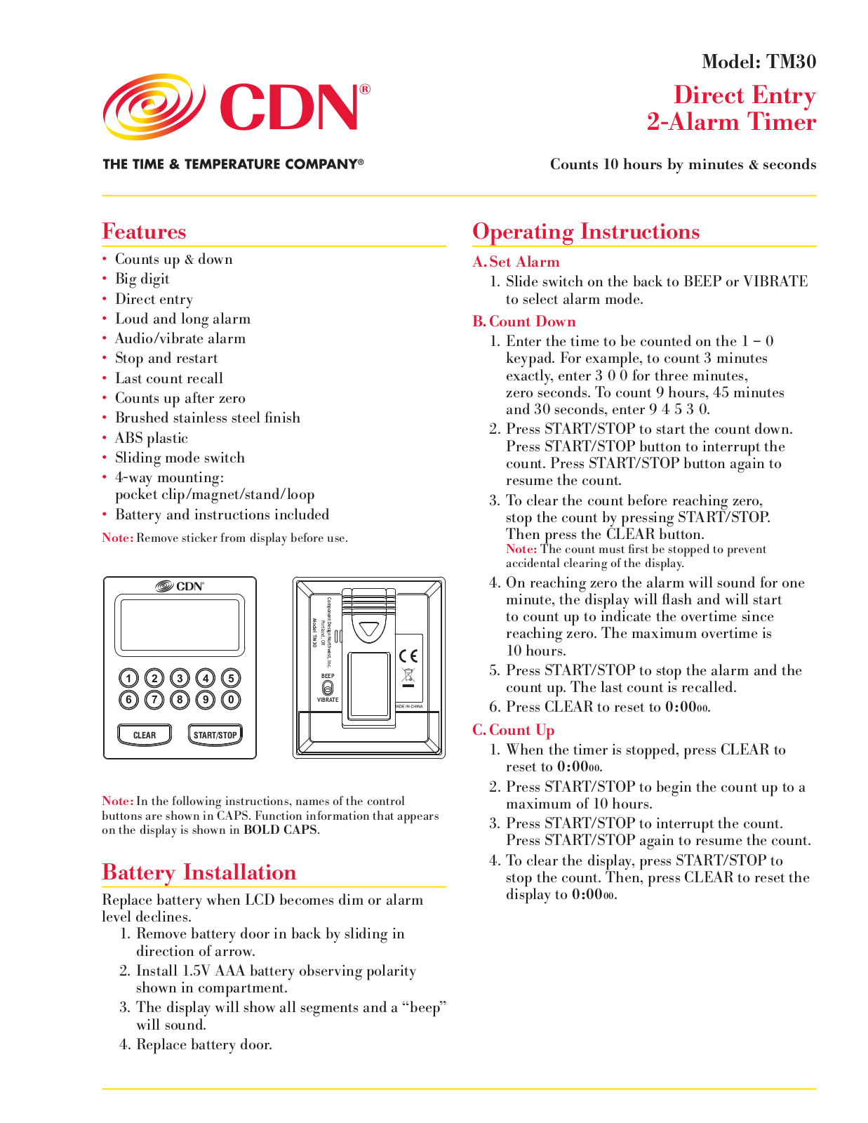 CDN TM30 User Manual