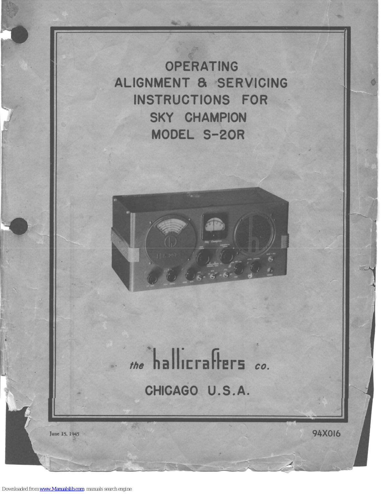 Hallicrafters S-20R Operating And Service Instructions