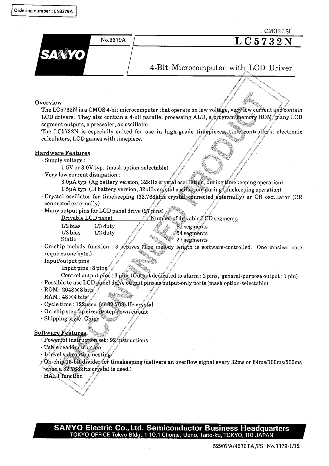 Sanyo LC5732N Specifications