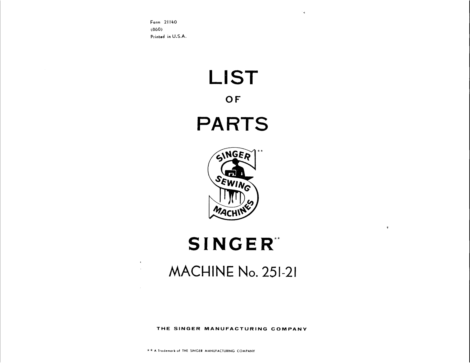 Singer 251-21 User Manual