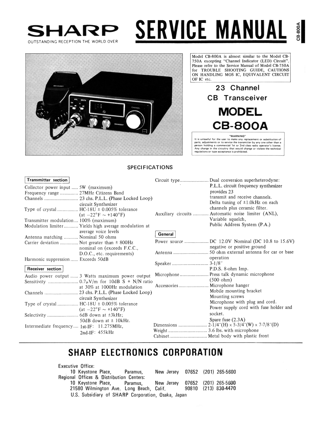 Sharp CB-800A Service Manual