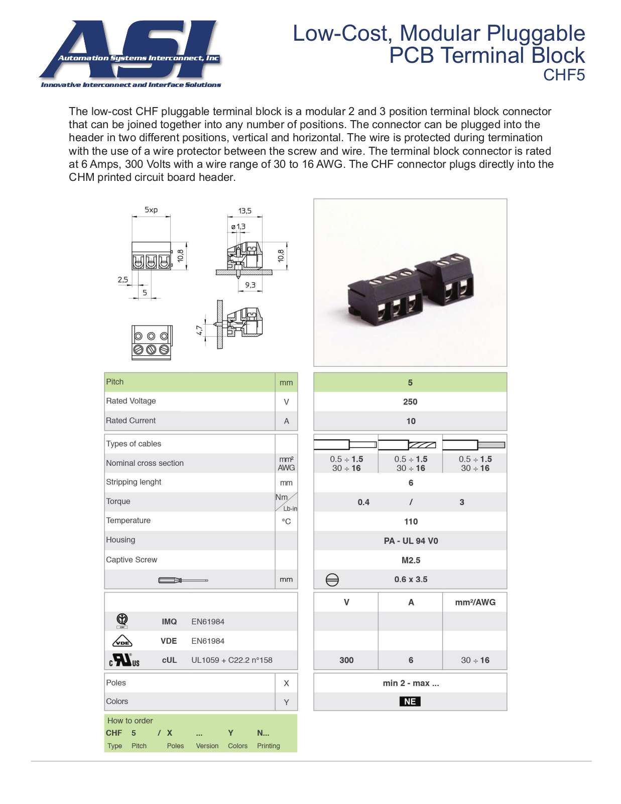 ASI-Automation Systems Interconnect CHF5 Data Sheet - ManualMachine.com