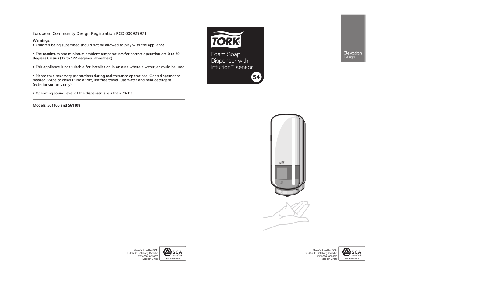 Tork 561600 S4, 561608 S4 User Manual