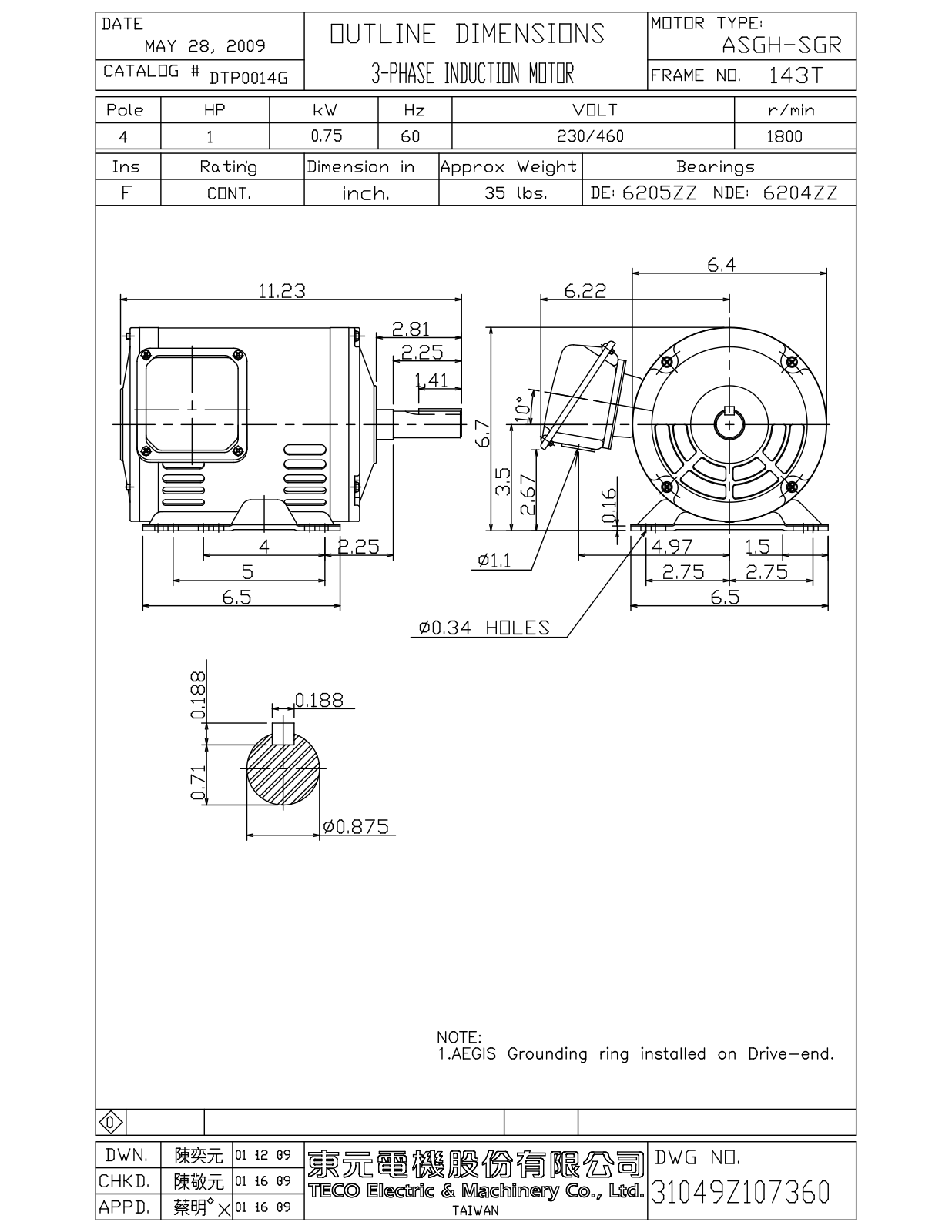 Teco DTP0014G Reference Drawing