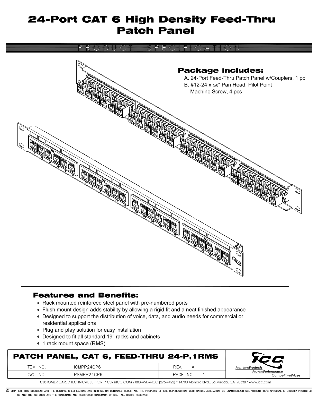 ICC ICMPP24CP6 Specsheet