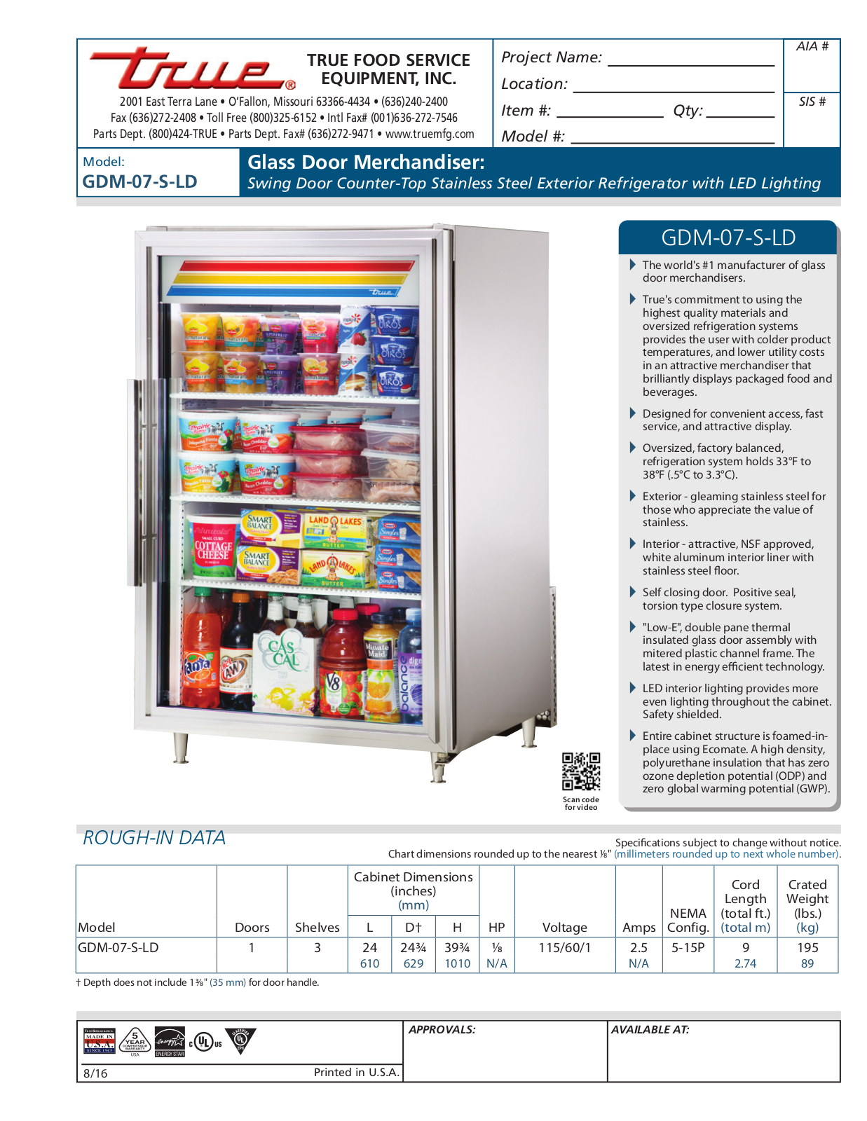 True GDM-07-S-LD User Manual