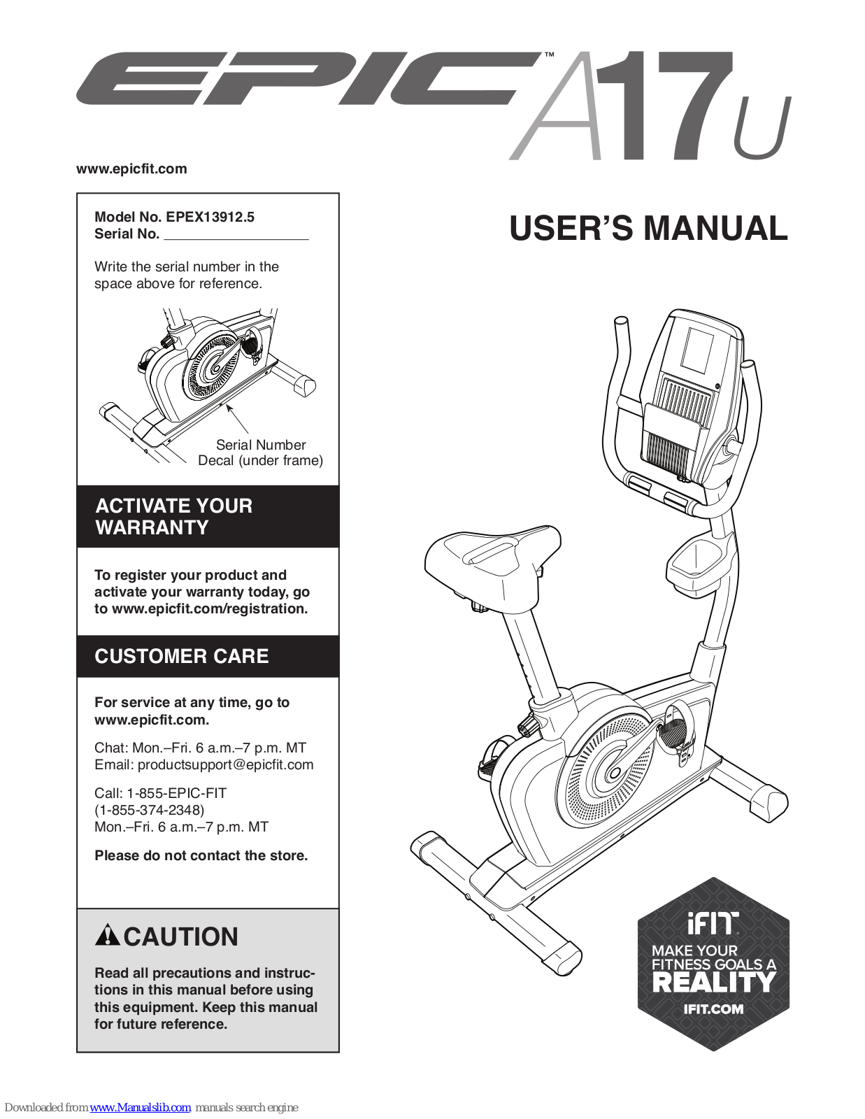 Epic Fitness epic A17U, EPEX13912.5 User Manual